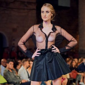 Pleated silk taffeta skirt