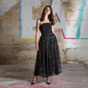 Tulle skirt with silk organza strap