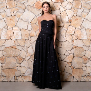 Gonna maxi con top in cotone e ricamo paillettato - Maxi skirt with cotton top and sequined embroidery
